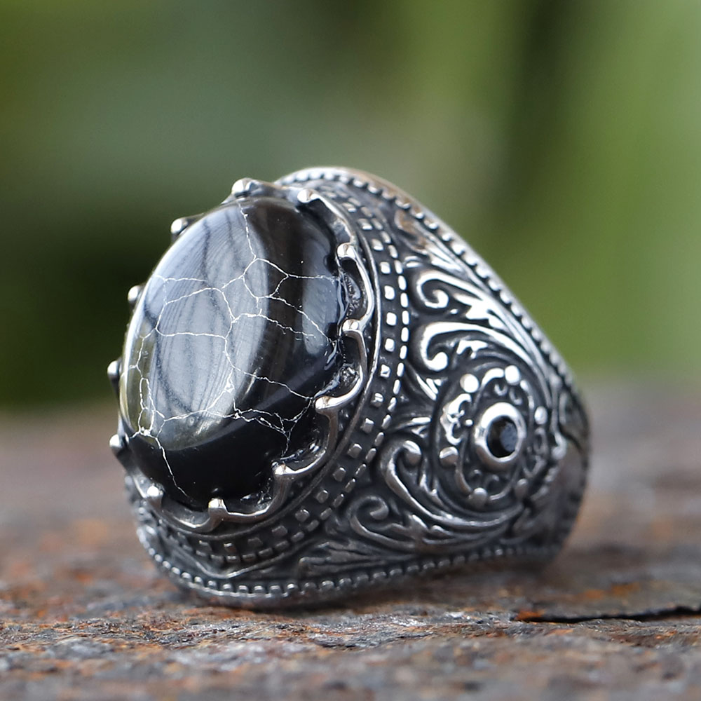Men'S Fashion Guide - Bagues Vintage en Zircon noir turc