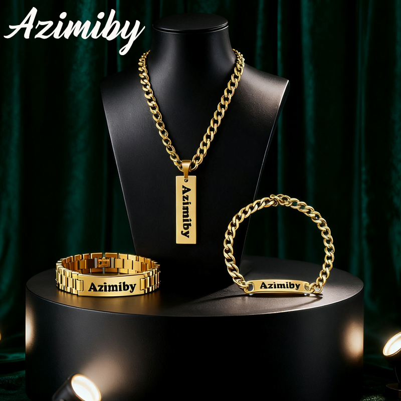 Men'S Fashion Jewelry Bracelets - Azimiby nom personnalisable classique Style Punk
