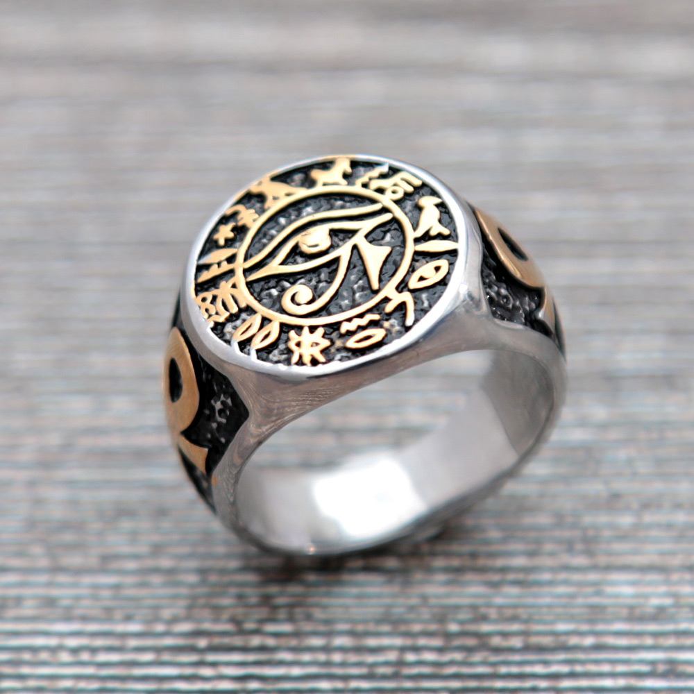 Men Fashion Egypt - Bague Vintage œil d'horus en acier