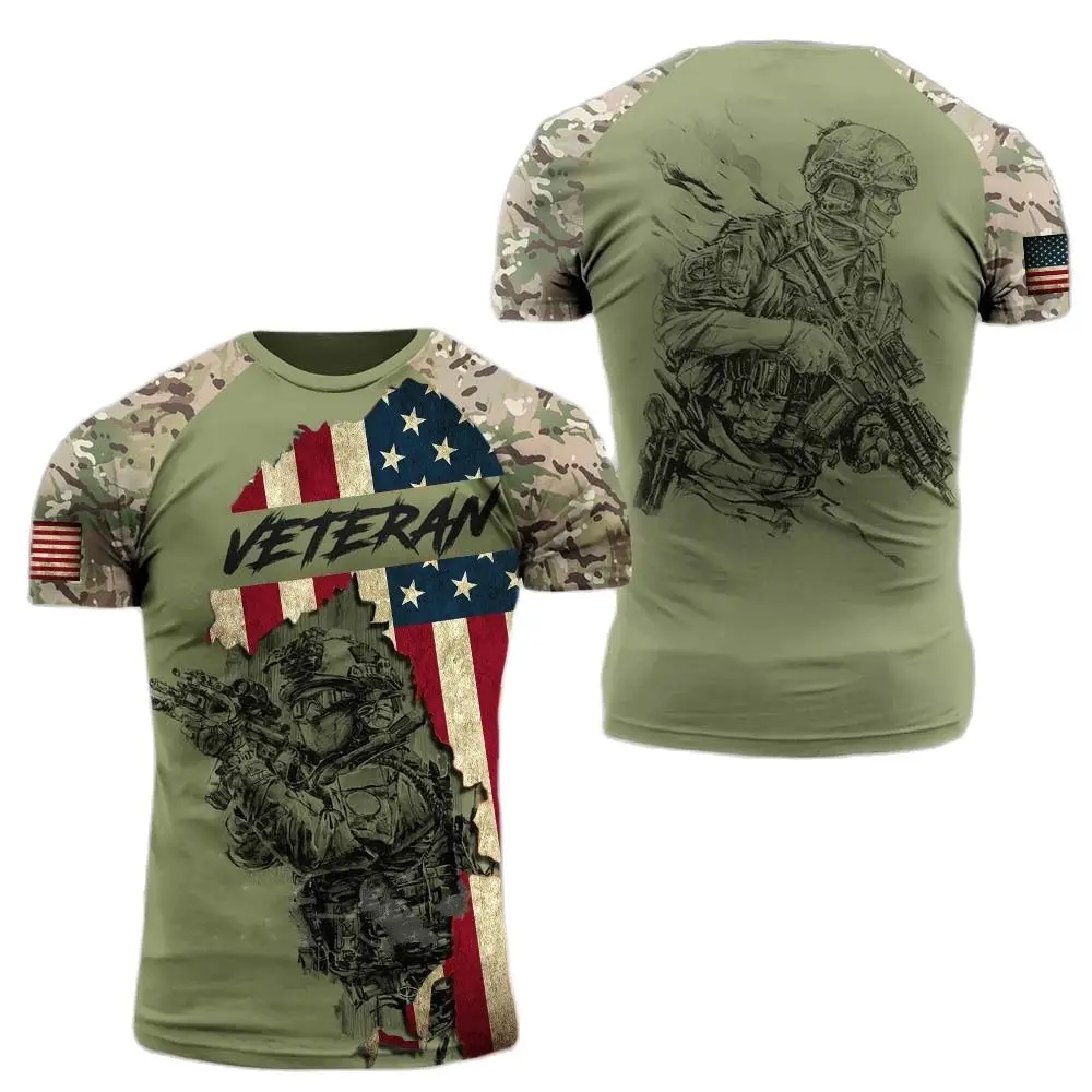 Military Shirt Men - Soldat américain imprimé militaire pour hommes,