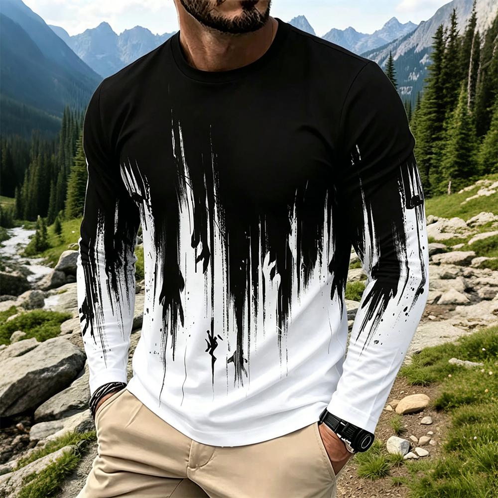 Men'S Tops Fashion - T-shirt à manches longues dégradé effet