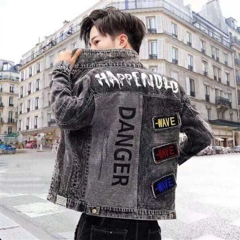 Veste en jean imprimée pour ho - Mens Fashion Denim Jacket avis et prix