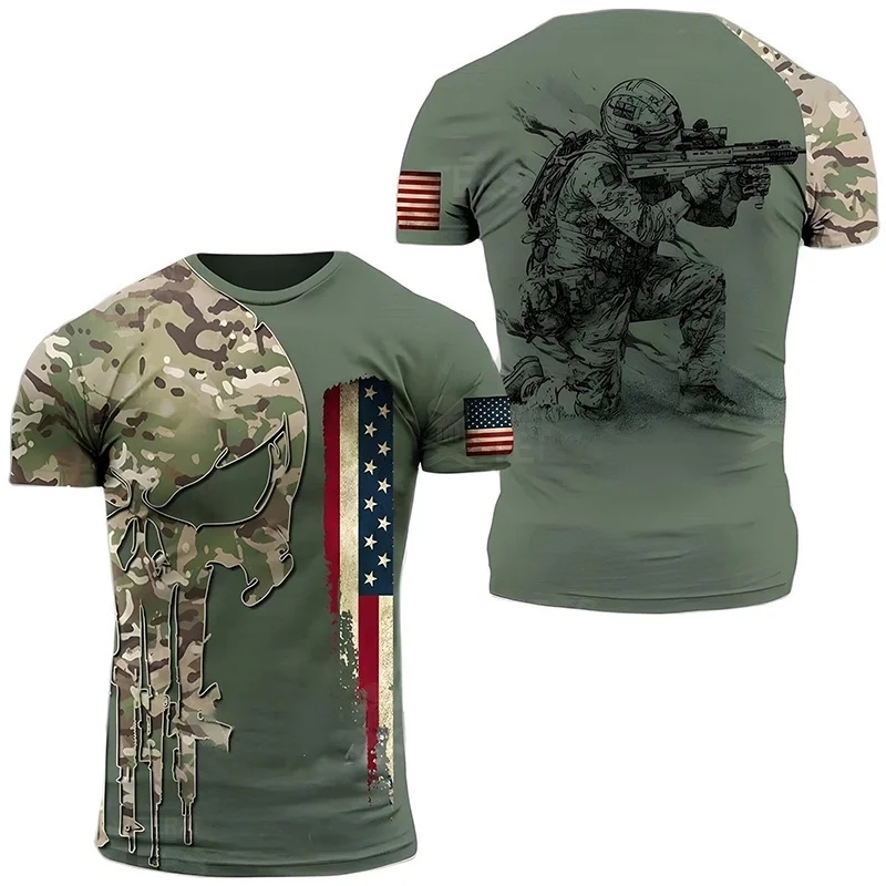 Soldat américain imprimé milit - Military Shirt Men avis et prix