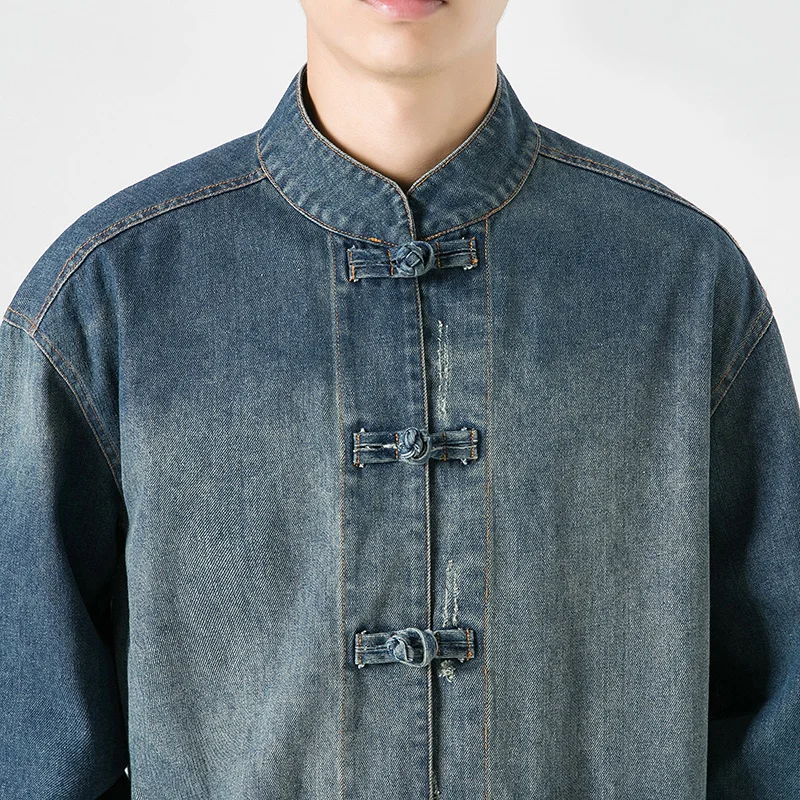 Veste en jean de style chinois - Mens Fashion Denim Jacket avis et prix
