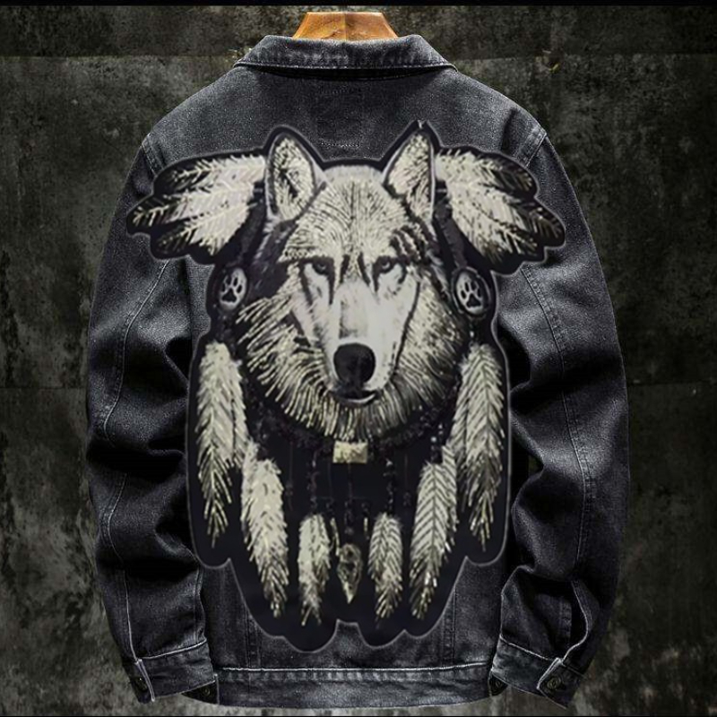 Amérique Vintage loup lourd br - Mens Fashion Denim Jacket avis et prix