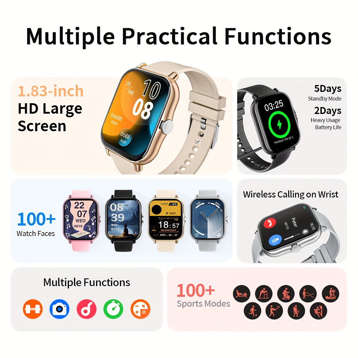 Montre connectée de 1,83 pouce - Men'S Fashion App avis et prix