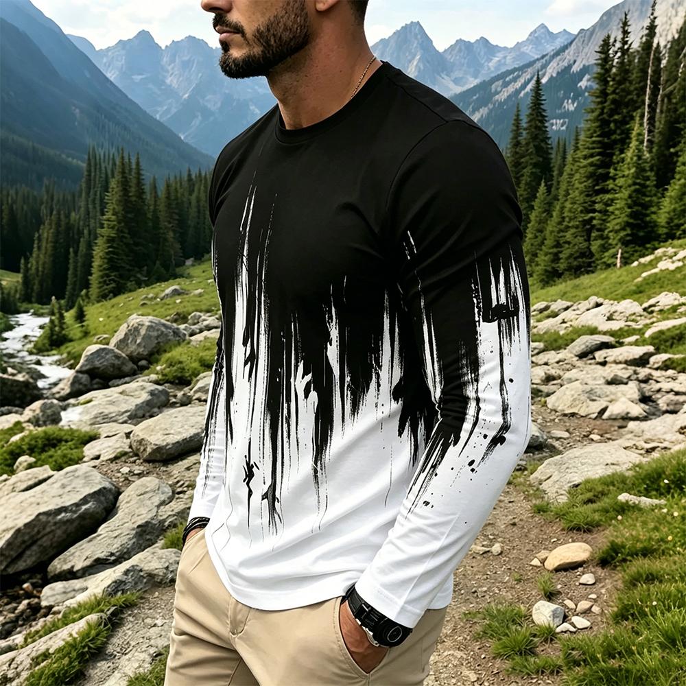 T-shirt à manches longues dégr - Men'S Tops Fashion avis et prix